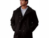 US Navy Style Men's Black Wool Peacoat Pea Coat NEW