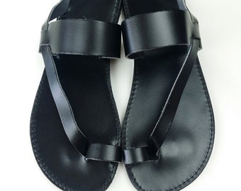 Ancient Greek Sandals In Black Leather Color Men Leather