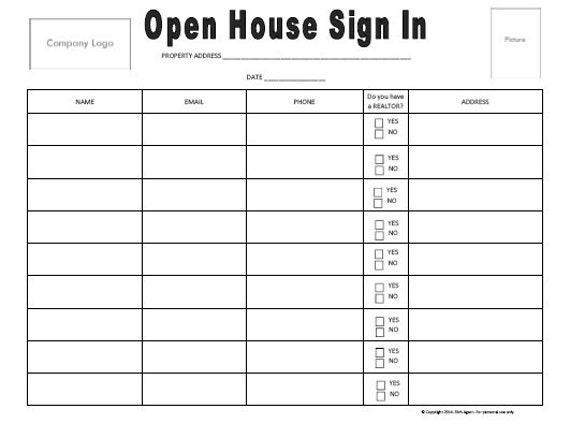 open house sign in sheet best seller real estate forms