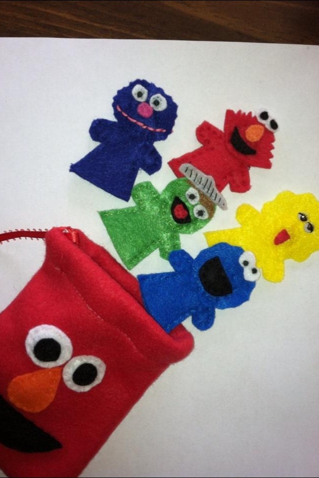 Sesame Street Inspired Felt Finger Puppets by SewCuteCharacters