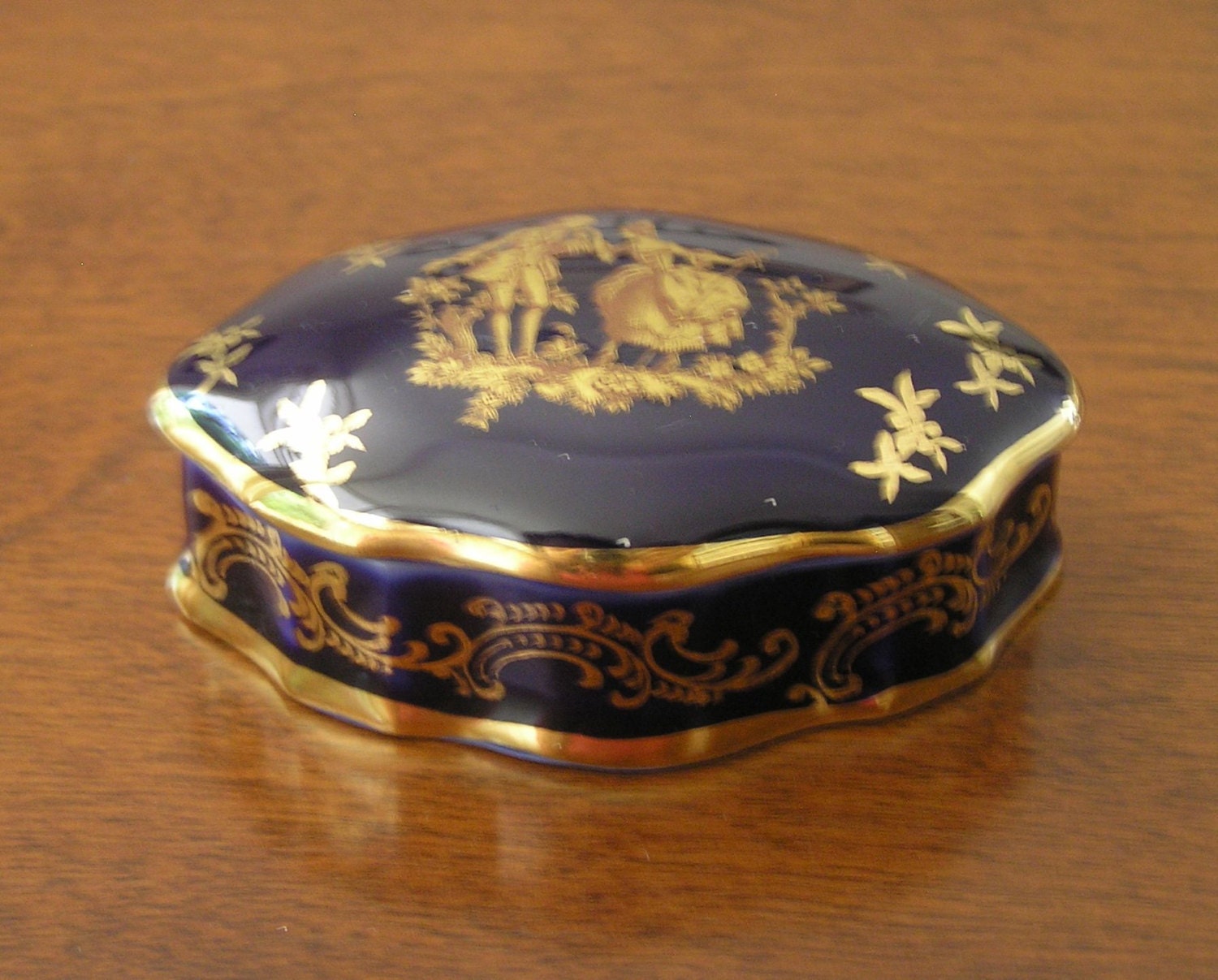 Limoges Trinket Box Cobalt Blue Limoges Trinket Box