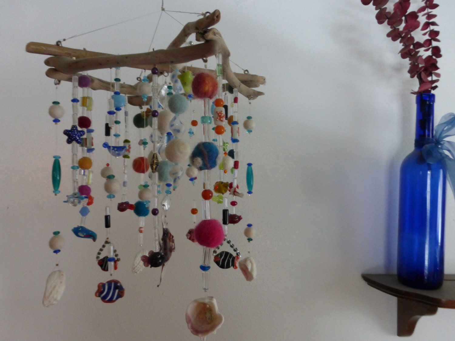 mobile hanging mobile driftwood ceiling art zen by TranscendingArt