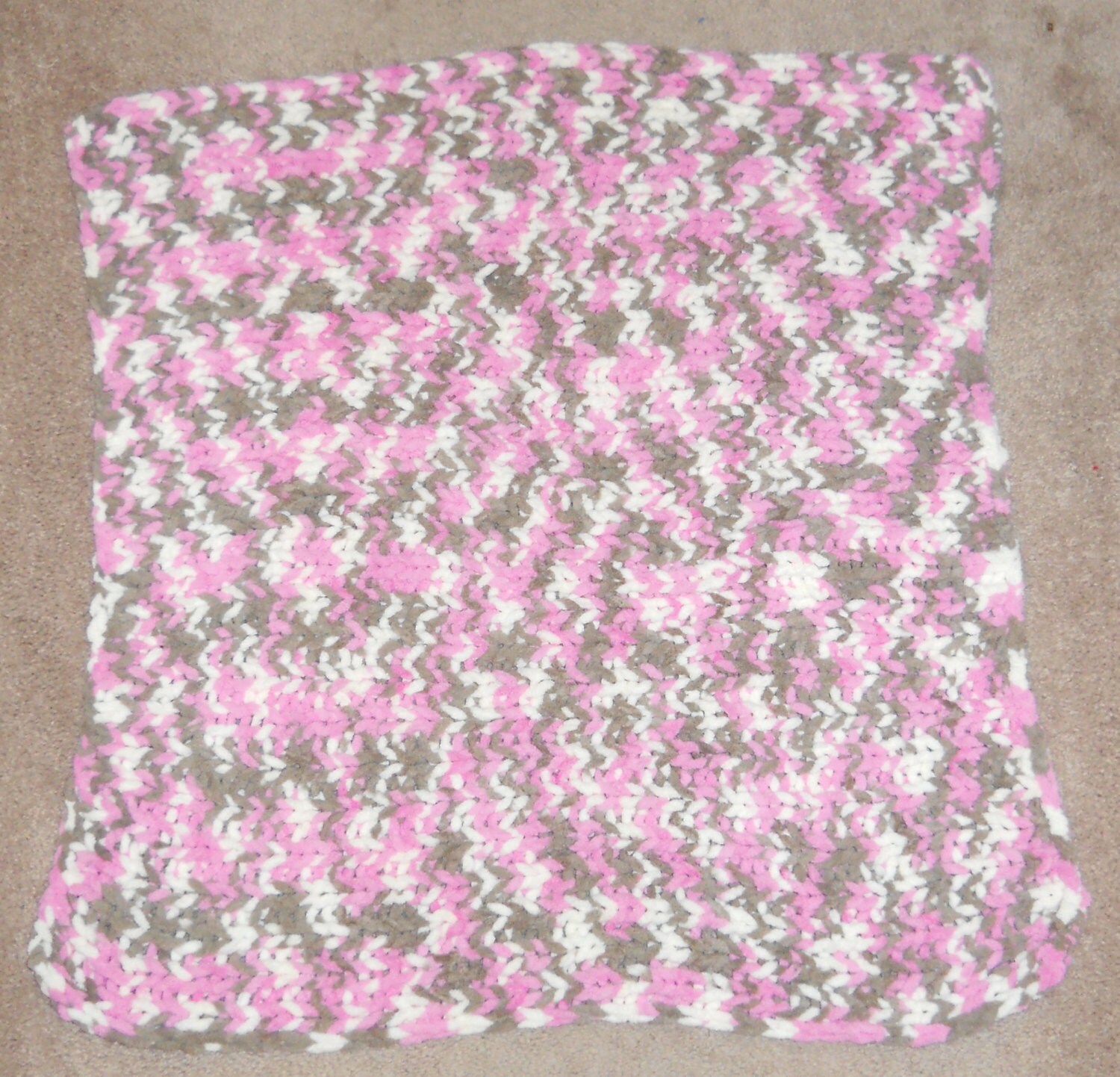 Baby Blanket Extra Soft Pink Brown Cream Easy Care