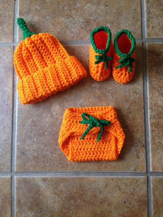 Crocheted Pumpkin Costume Baby Photo Prop by Hiphipkrochet