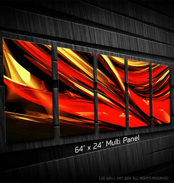 Abstract Wall Decor Red Gold Modern Metal Wall Art Sculpture