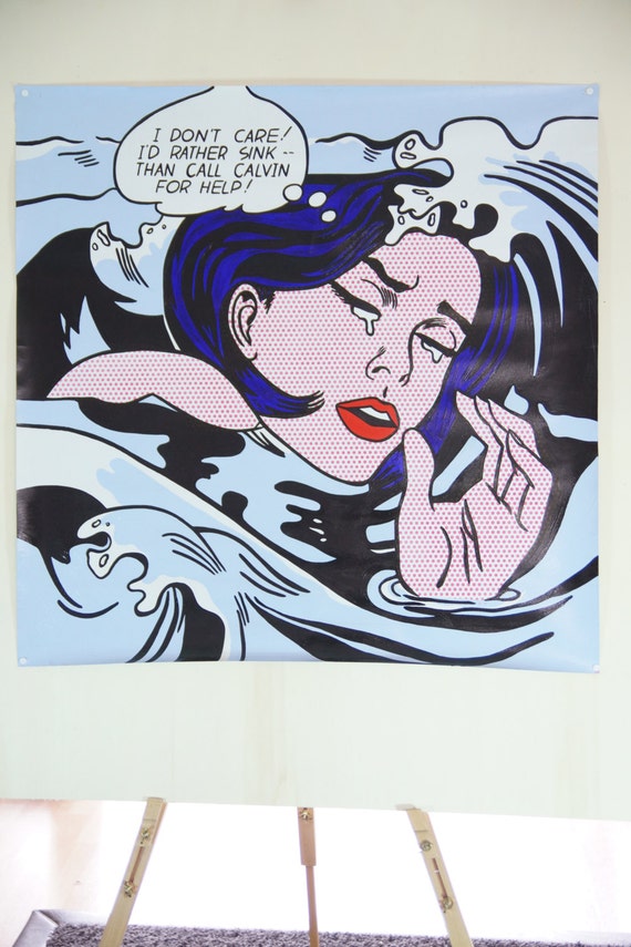 Items similar to Roy Lichtenstein DROWNING GIRL Pop-Art Acryl Canvas 80 ...