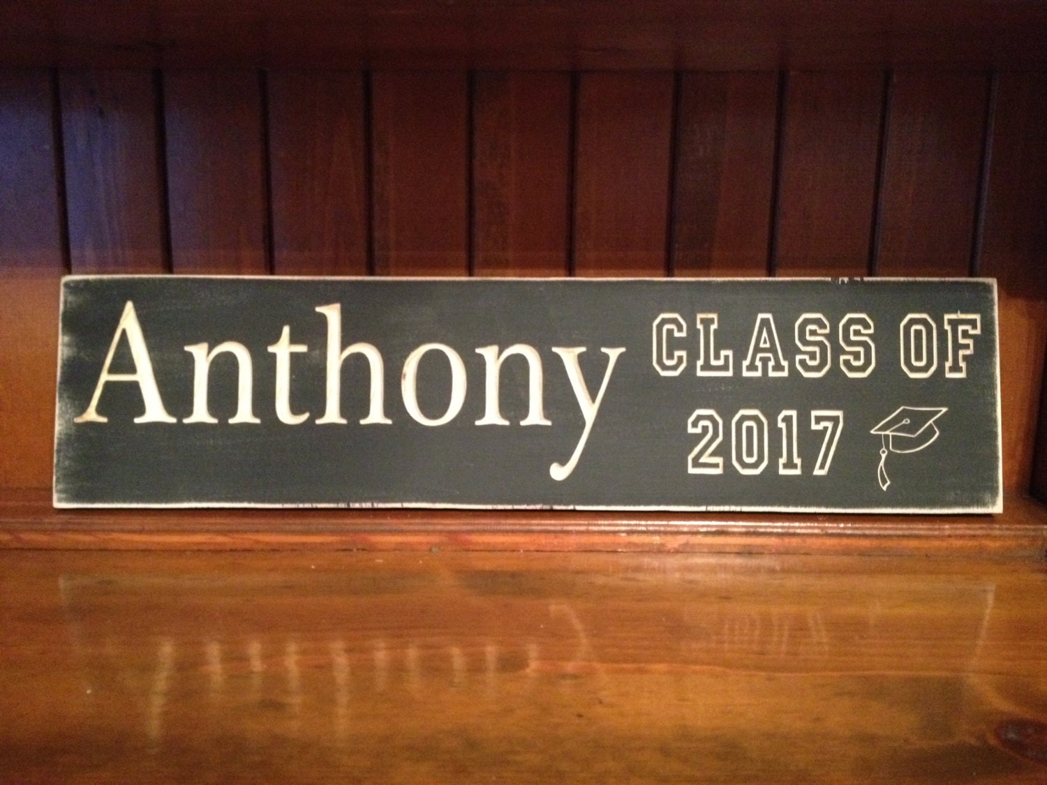 Personalized Carved Wooden Graduation Sign 6x24