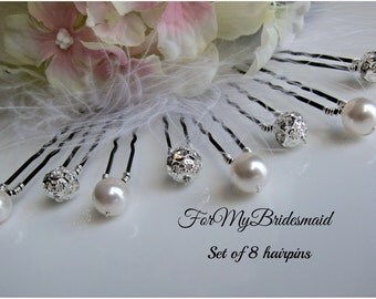 Wedding Hair Pins. Pearl Bridal Hair Pins. Simple Pearl Hair Pins. Ivory Champagne Pearl Bobby Pins. Wedding Hair Pins. 8 Pearl Hair Pins