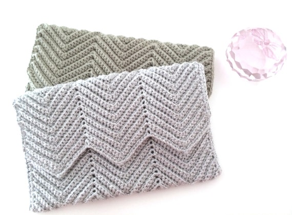 Items similar to Crochet Clutch, Evening Purse, Ripple ...