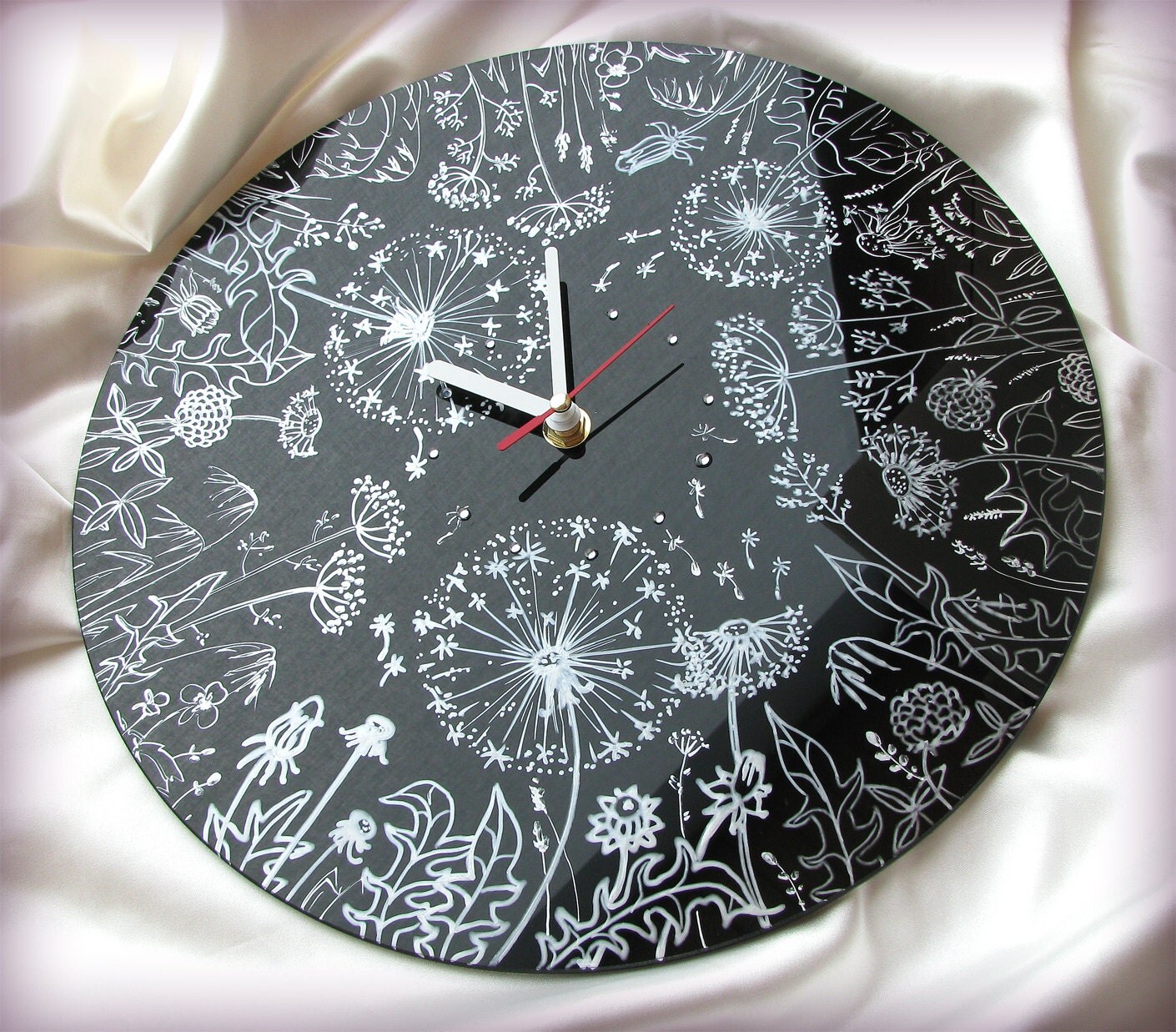 Glass Wall Clock Hand Painted Contrast Colors Summer by ArtMasha