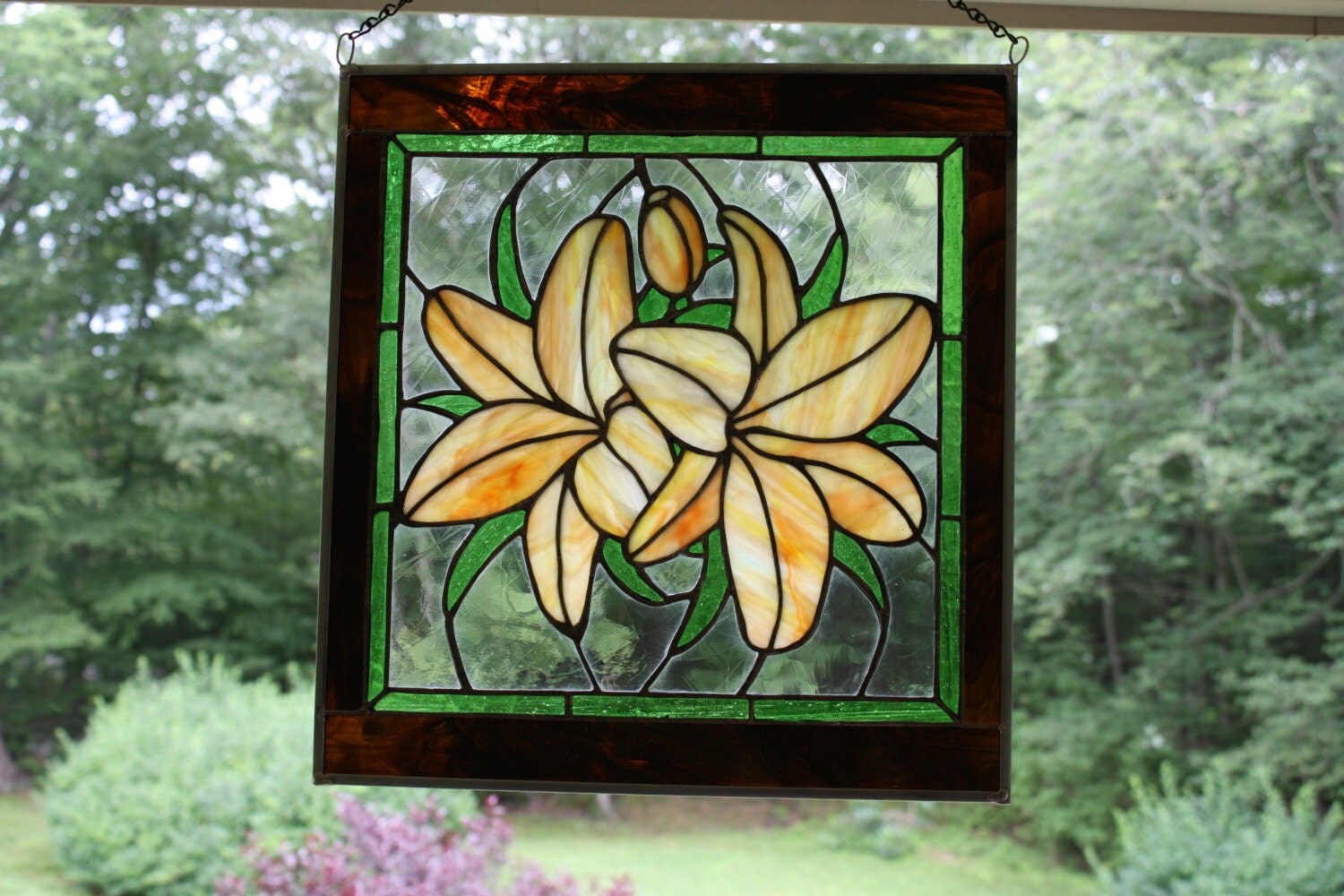 Garden Lily Stained Glass Panel