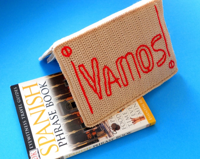 Holiday Gift, Passport Cover, Custom Cover, Cream Soft Passport Cover, Spanish Phrase "Vamos", Gift for Travelers, Honeymoon Gift