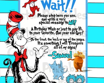 Dr. Seuss birthday sign custom for boys and girls - dr seuss birthday ...