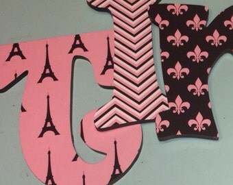 Custom Decorated Wooden Letters - Paris Theme
