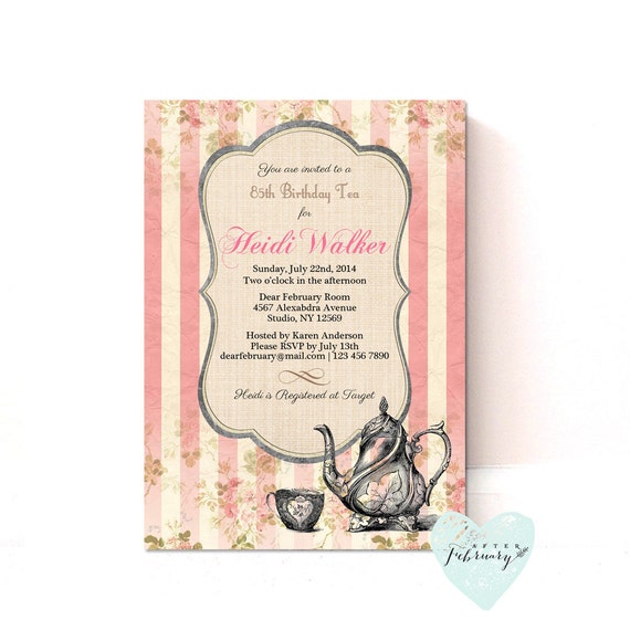 Birthday Tea Party Invitation Adult Girl Birthday Party