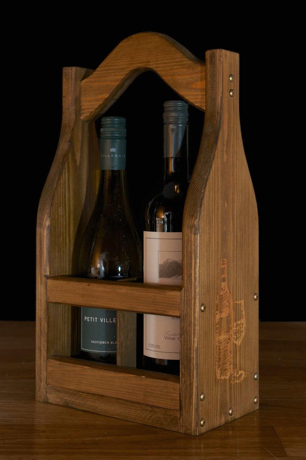 Wooden Wine Carrier Personalised Wine Carrier Rustic