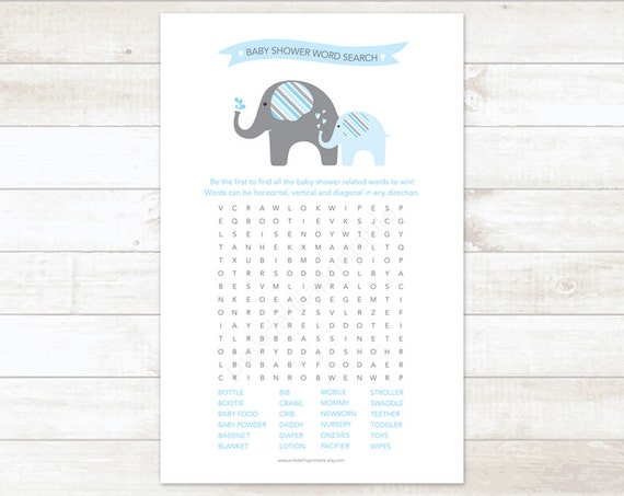 baby shower word search game baby boy shower game blue