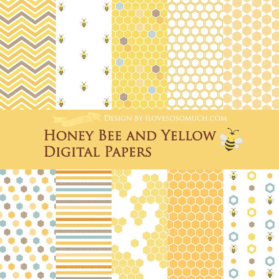 Download Honey Bee and Yellow Digital Paper Pack Personal by ...