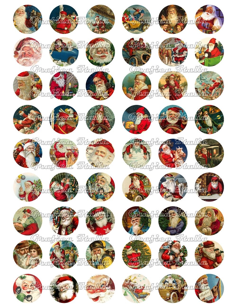 SANTA CLAUS 1 inch circle digital download Vintage CHRISTMAS
