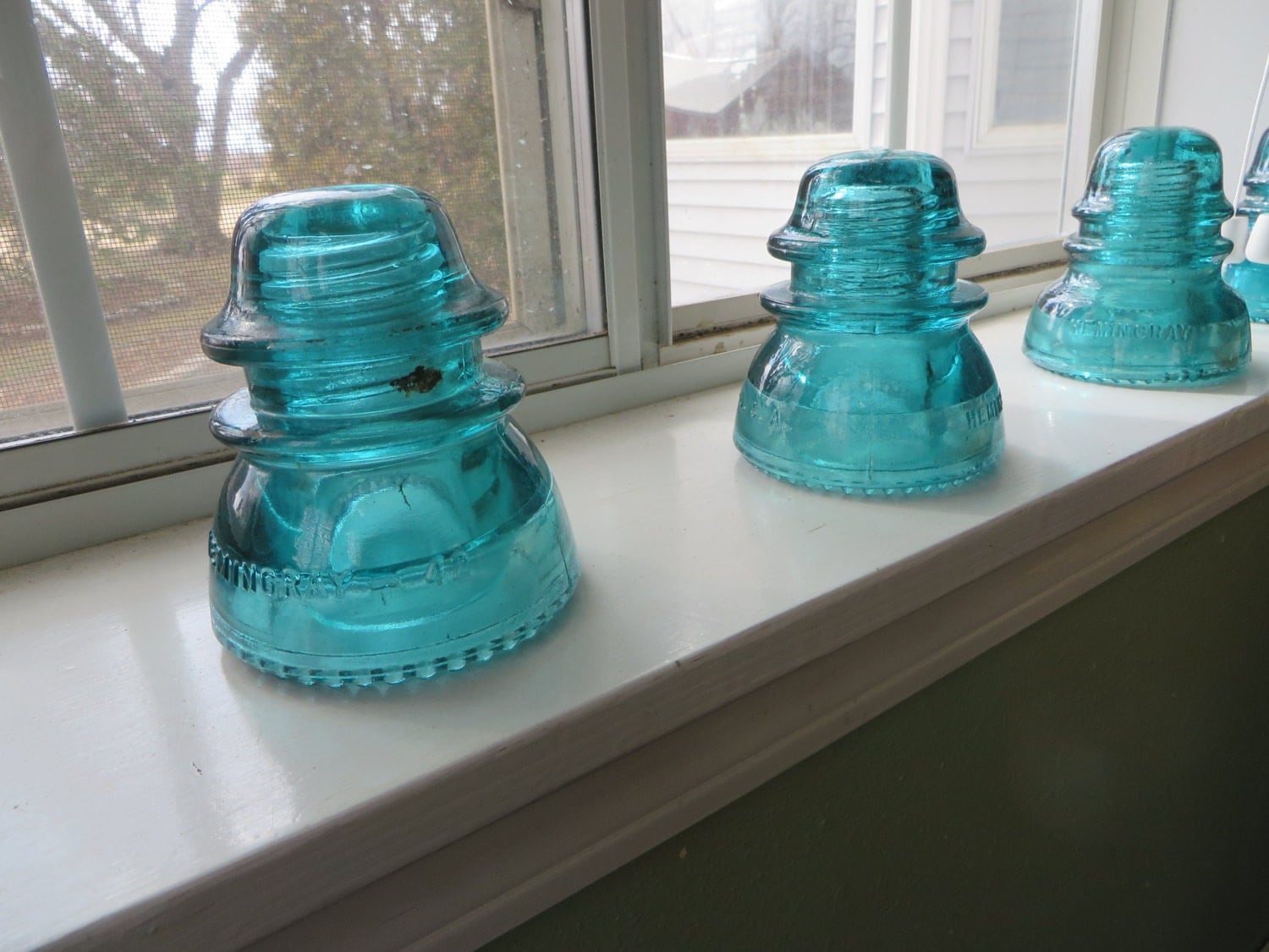 Blue Glass Insulators Hemingway Insulators Telephone by DakotaDigs