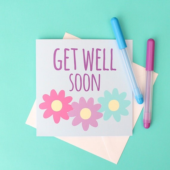 Get well soon. Flower design.