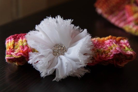 722 New baby headband to knit 205 Baby Girl Knit Headband with Rhinestone Flower / 3 6 Months / Ready to   