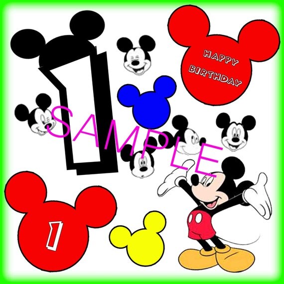 Digital Download Mickey Mouse 1st Birthday Cut outs Print