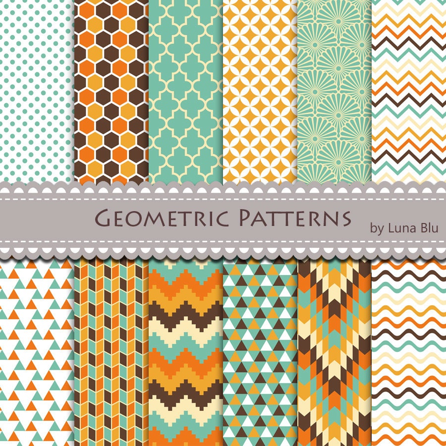 Download Geometric Digital Paper: Geometric scrapbook by Lunabludesign