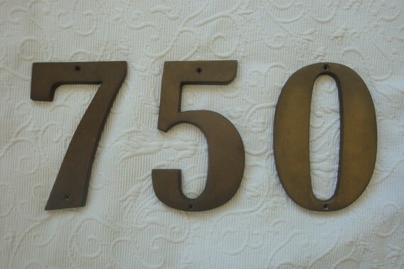 numbers Vintage vintage for brass 750 house  house address numbers solid