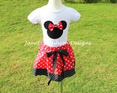 Red Minnie Mouse Skirt and T-Shirt Set - Girls Minnie Mouse Outfit- Minnie Mouse Birthday Outfit