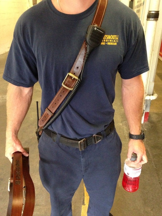 Items similar to Custom Leather Fireman Radio Strap on Etsy