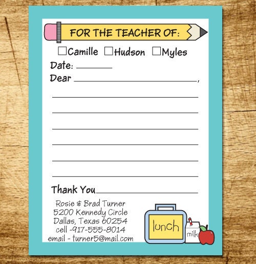 Notes from School From the Parent of For the Teacher of