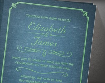 Blue Chalkboard Wedding invites