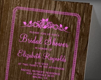 Brown Vintage Barn Wood Bridal Shower invites