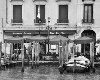 Venice Photography, Pizzeria, Black and White, Travel Photography, Fine Art Print, Italy, Europe, Architecture, Wall Art, Matted, Home Decor
