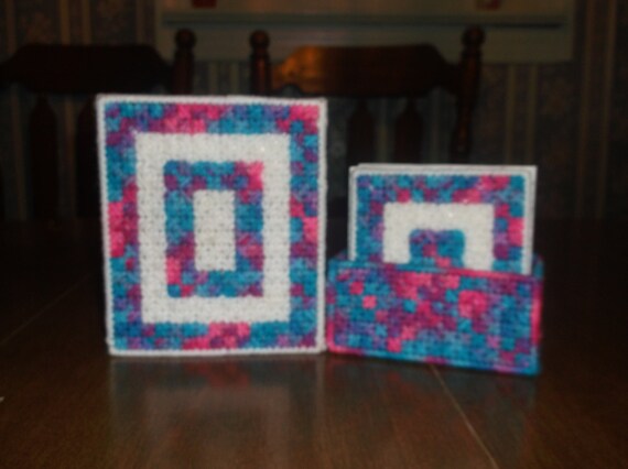 Bright Mix Colors and White Tissue Box w/ Coaster, Tissue Topper 