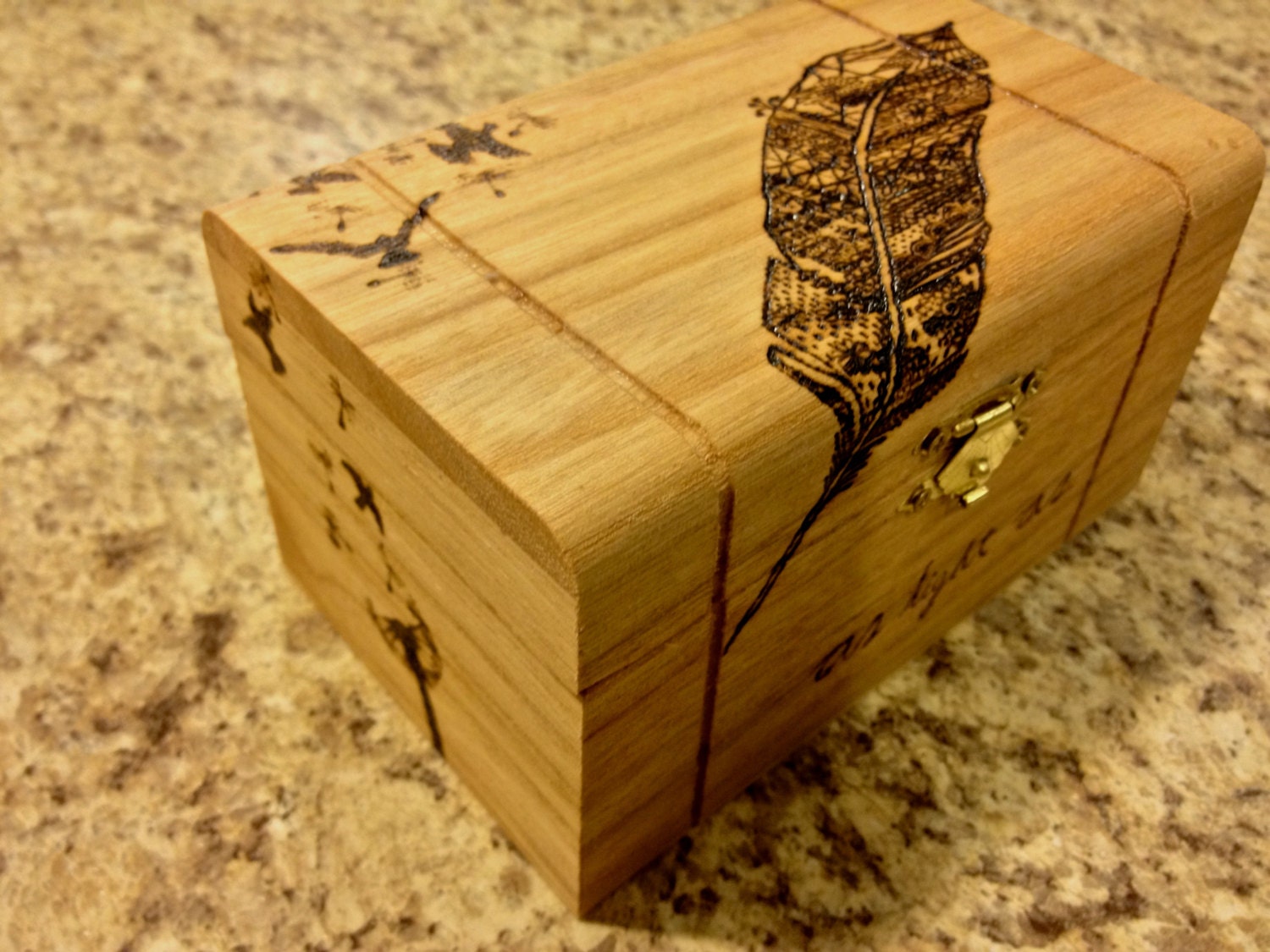 Feather Dandelion Box. Personalized by BenjaminsWoodWorking