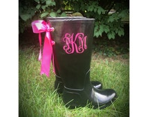 black rain boots with bow