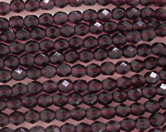 25 6mm Czech glass amethyst purple firepolished faceted round beads C2625 to 11/03/15, C3425