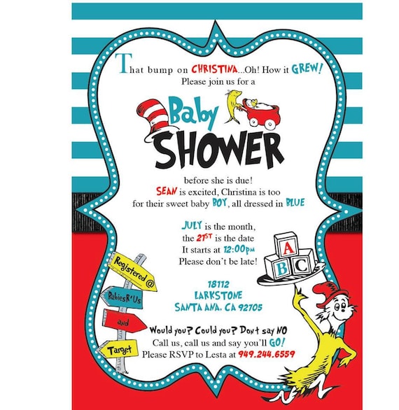 Dr. Seuss Baby Shower Invitations