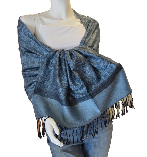 denim black s paisley pashmina shawl wrap stole denim black s paisley pashmina shawl wrap stole