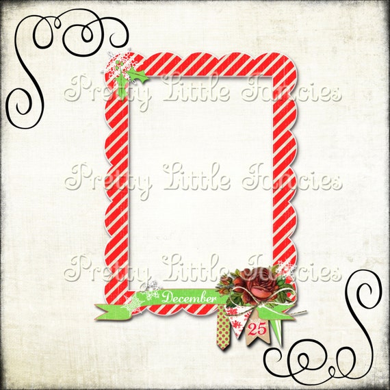Items similar to Digital Christmas Picture Frame 5x7 Vintage Roses