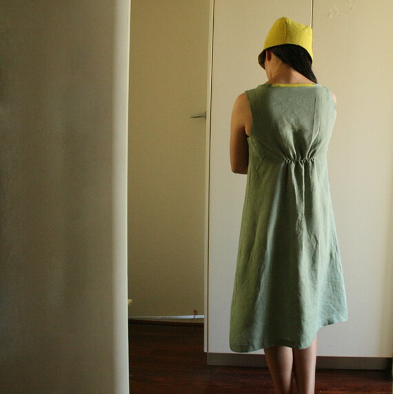 womens LINEN DRESS / sage green / linen clothing / eco wear