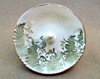 Ceramic Ring Holder Bowl Ferns