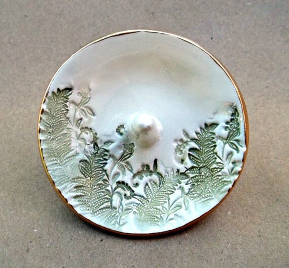 Ceramic Ring Holder Bowl Ferns