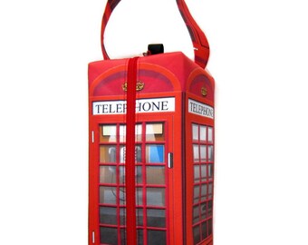 Boxy Bag Knitting Project Bag, British Telephone Box