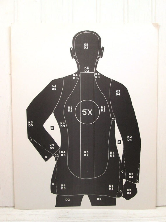 vintage paper shooting target human man silhouette
