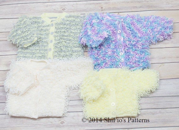 CROCHET PATTERN For Loopy Baby Cardigans in 4 Sizes PDF 220