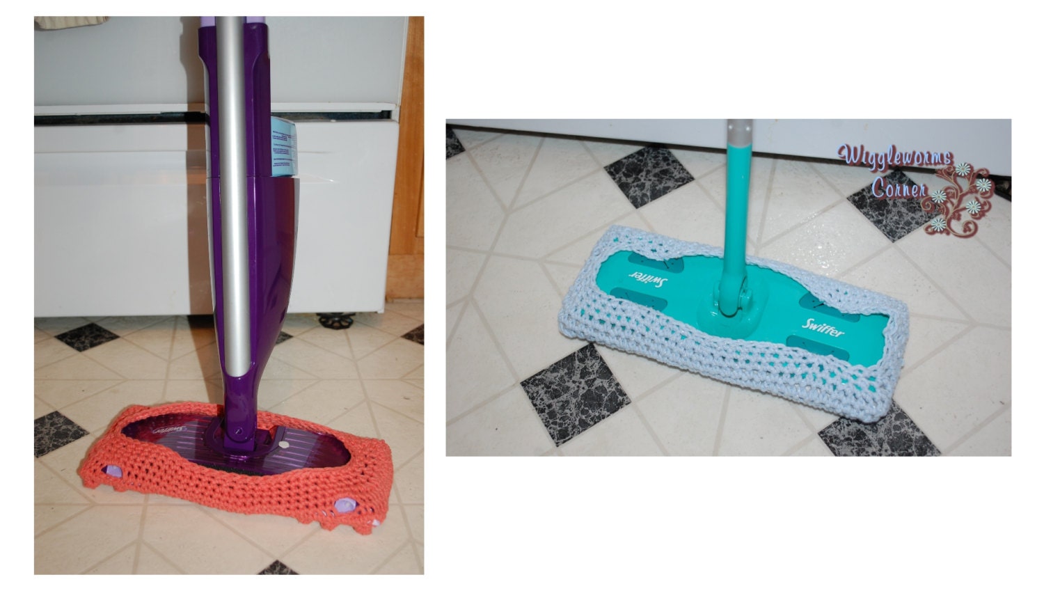 Crocheted Swiffer Wet Jet reusable pad Set of Two Green