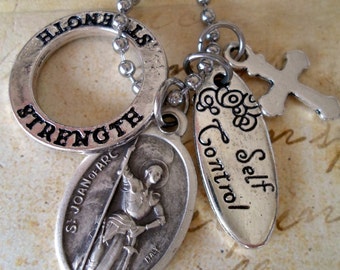 joan arc strength courage saint patron charm necklace self st popular items bravery spiritual catholic jewelry